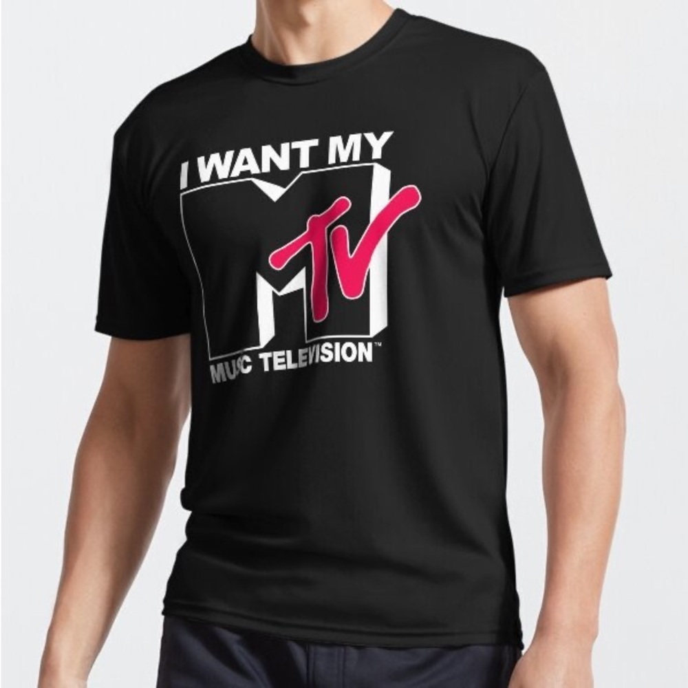 MTV Black Graphic T-Shirt, size M, short sleeve. Classic tshirt fit